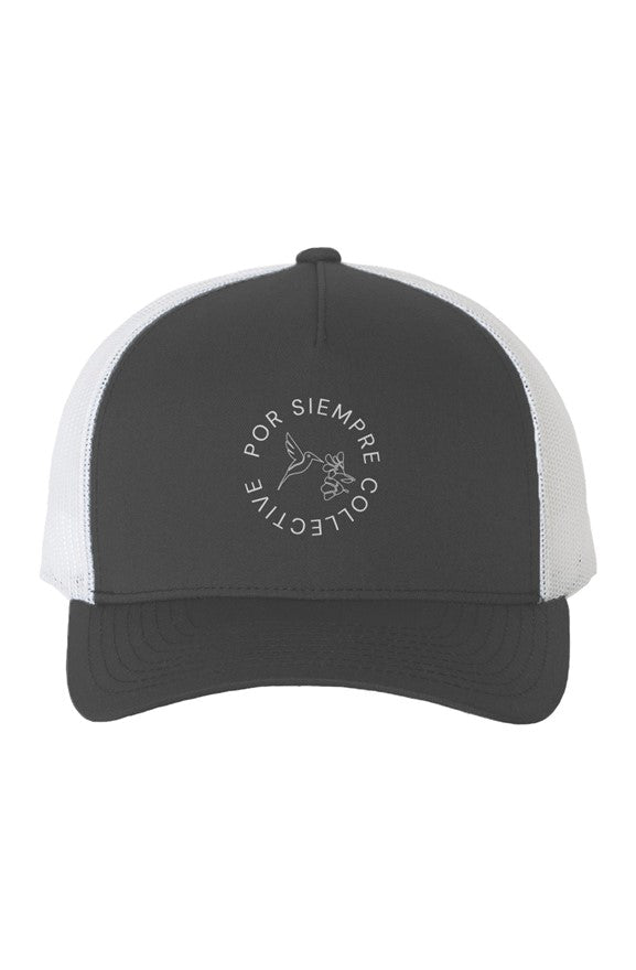 White Mesh Five-Panel Retro Trucker Cap